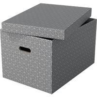 Esselte Home Storage Box 628287 Large 100% Recycled Cardboard Grey 355 x 510 x 305 mm Pack of 3