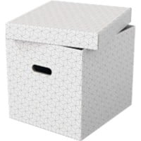 Esselte Home Storage Box 628288 Cube Large 100% Recycled Cardboard White 320 x 365 x 315 mm Pack of 3