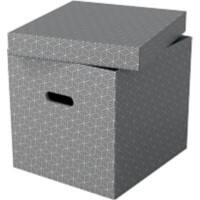Esselte Home Storage Box 628289 Cube Large 100% Recycled Cardboard Grey 320 x 365 x 315 mm Pack of 3
