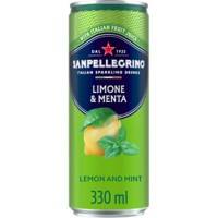 S.Pellegrino Limone & Menta Soft Drink Sparkling Lemon and Mint 12 Bottles of 330 ml