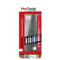 Pentel Permanent Marker Medium Bullet 3 mm Black, Blue, Red Not Refillable Pack of 4