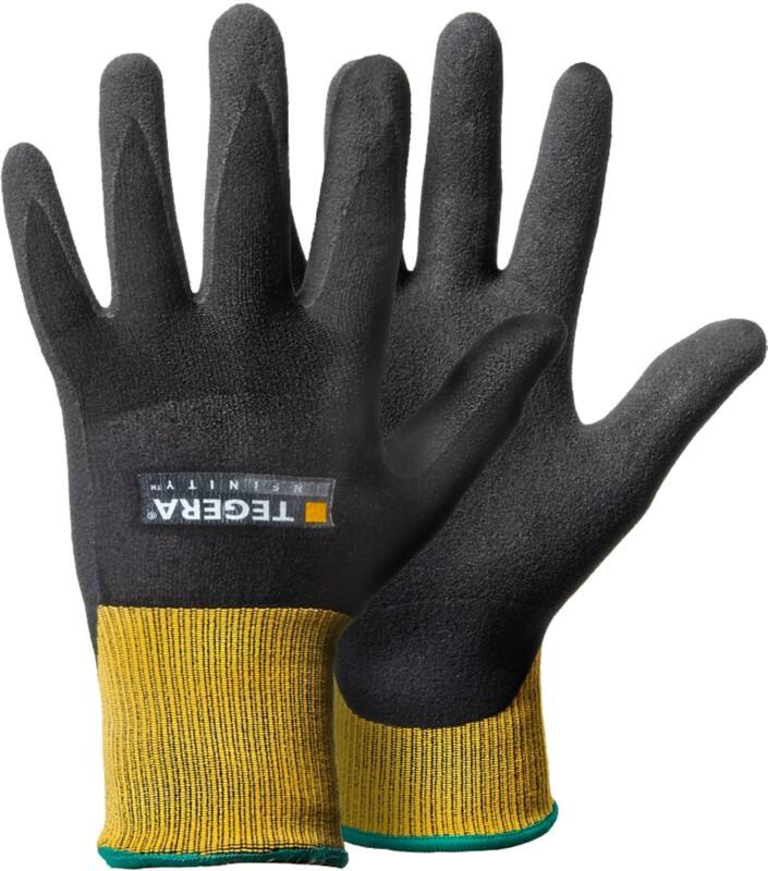 TEGERA Infinity Non-Disposable Handling Gloves Nitrile Foam Size 10 Black, Yellow 6 Pairs