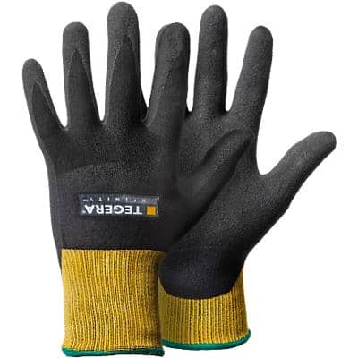 TEGERA Infinity Non Disposable Handling Gloves Nitrile Foam Size 10 Black, Yellow 6 Pairs