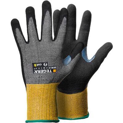 TEGERA Infinity Non-Disposable Handling Gloves Nitrile Foam Size 8 Grey, Yellow 6 Pairs