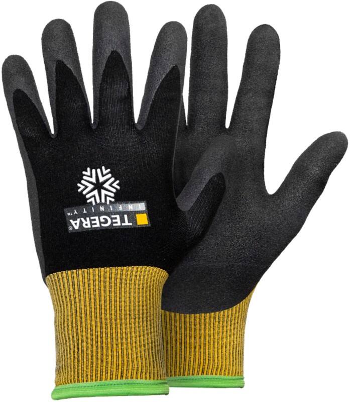 TEGERA Infinity Non-Disposable Handling Gloves Nitrile Foam Size 9 Black, Yellow 6 Pairs