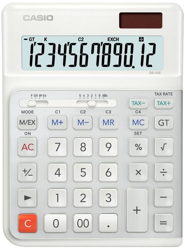Casio Desktop Calculator DE-12E-WE 12 Digit Display White