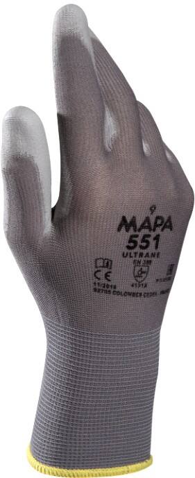 Mapa Professional Ultrane 551 Non Disposable Handling Gloves PP (Polypropylene) Non-Powdered Size 8 Grey