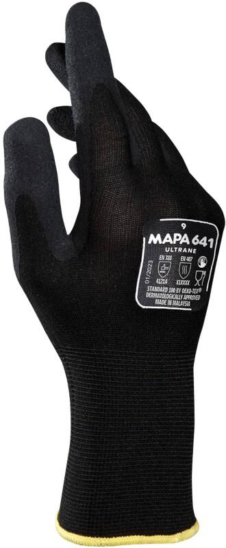 Mapa Professional Ultrane 641 Handling Gloves Nitrile Non-Powdered Large (L) Black 2 Gloves 