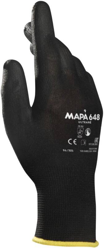 Mapa Professional Ultrane 648 Handling Gloves PP (Polypropylene) Non-Powdered Size 8 Black 2 Gloves 