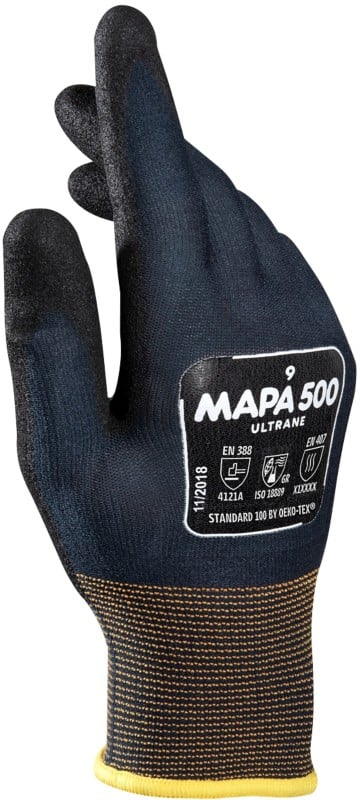 Mapa Professional Ultrane 500 Handling Gloves Nitrile Non-Powdered Large (L) Black 2 Gloves 