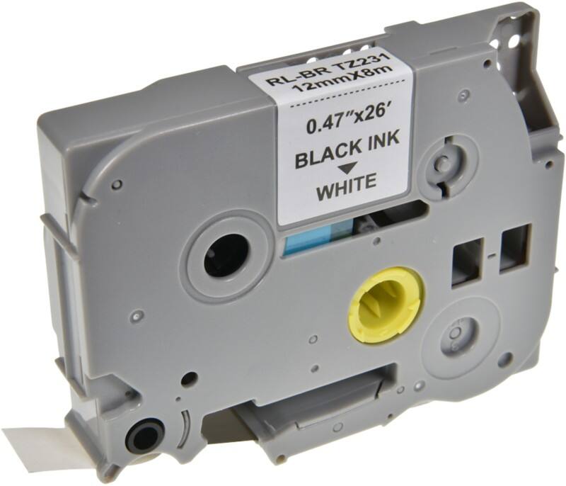 P-touch Label Tape Compatible Brother TZe-231 5BRT231-WT Adhesive Black on White 12 mm x 8 m