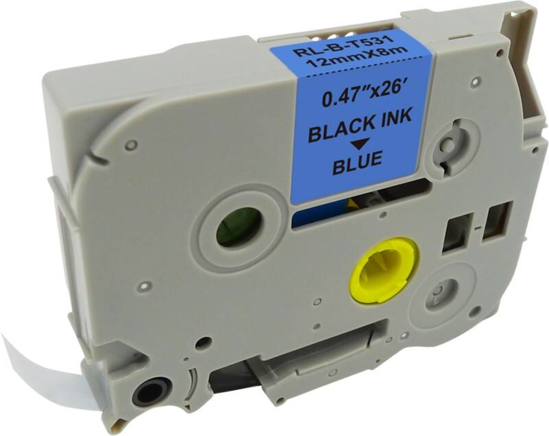 P-touch Label Tape Compatible Brother TZe-531 5T531-WT Adhesive Black on Blue 12 mm x 8 m