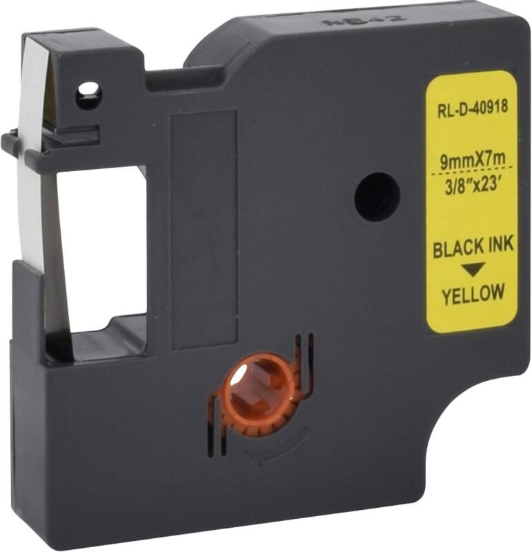 D1 S0720730 / 40918 Compatible Dymo Label Tape Self Adhesive Black Print on Yellow 9 mm x 7m