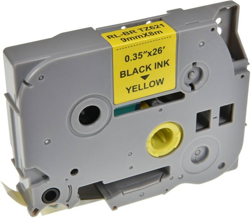 P-touch Labelling Tape Compatible Brother TZe-621 5BRT621-WT Adhesive Yellow 88 mm x 8 m