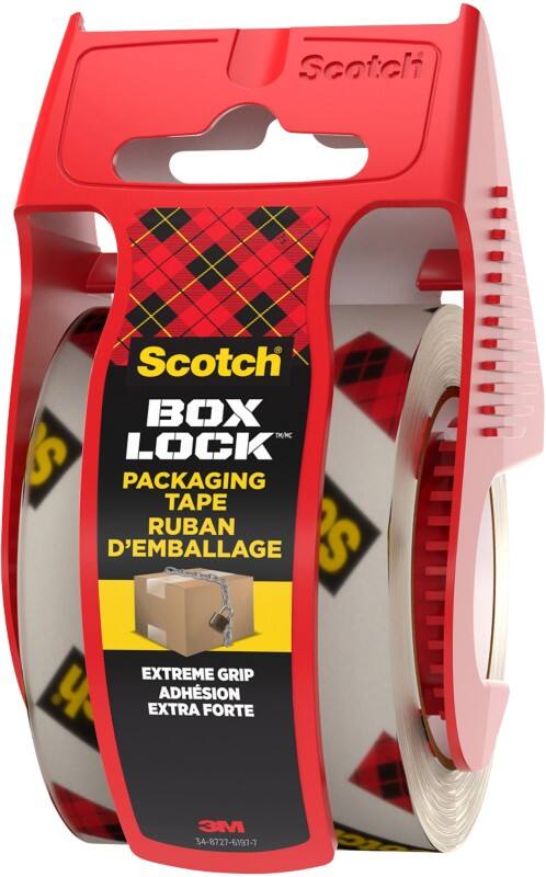 Scotch Box Lock Packaging Tape 195-EF, 48 mm x 20.3 m, 1 Roll with Dispenser