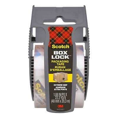 Scotch Box Lock Packaging Tape 195-EF, 48 mm x 20.3 m, 1 Roll with Dispenser