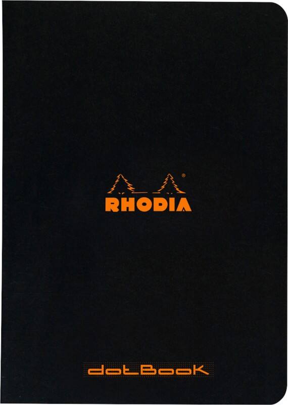Rhodia Notebook 119186C A5 Dotted Stapled Side Bound Laminated Cardboard Soft Cover Black 96 Pages 48 Sheets
