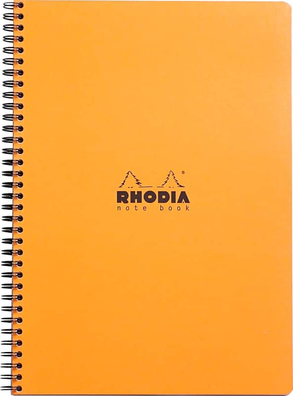 Rhodia Notebook 193008C A4+ Squared Spiral Bound Side Bound Laminated Cardboard Soft Cover Orange Perforated 160 Pages