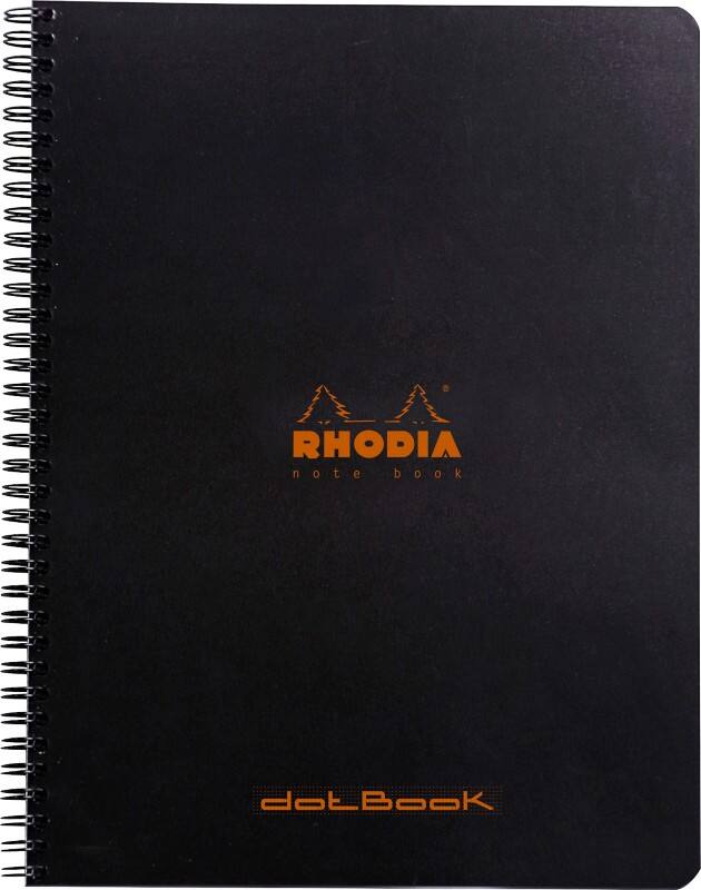 Rhodia Notebook 193039C A4+ Dotted Spiral Bound Side Bound Laminated Cardboard Soft Cover Black Perforated 160 Pages