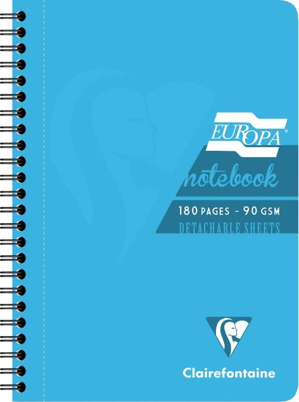 Europa Notebook 5812Z A5 Ruled Spiral Bound Side Bound Cardboard Hardback Blue Perforated 180 Pages