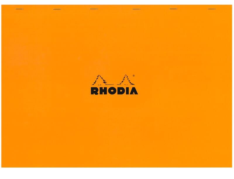 Rhodia Notepad 38200C A3+ Squared Stapled Top Bound Cardboard Soft Cover Orange Perforated 160 Pages