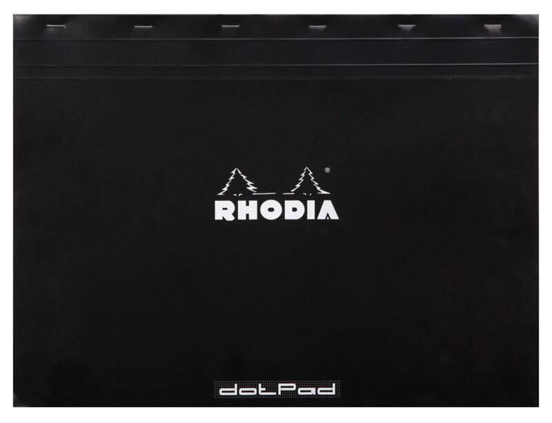 Rhodia Notepad 38559C A3+ Dotted Stapled Top Bound Cardboard Soft Cover Black Perforated 160 Pages
