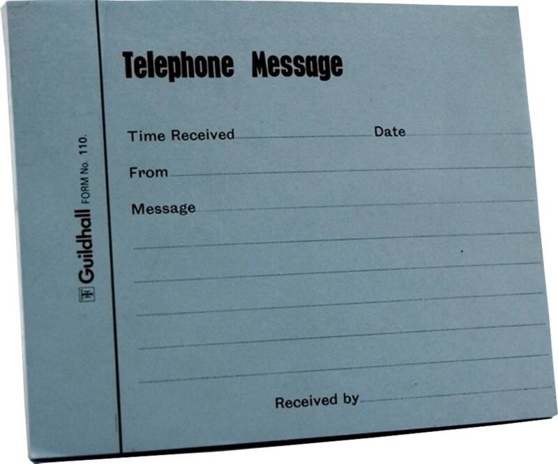 Guildhall Telephone Message Pad Not perforated 110Z Blue