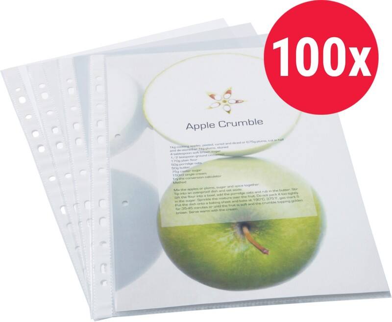 Rapesco Punched Pockets  Clear Transparent 60 microns PP (Polypropylene) 11 Holes Pack of 100