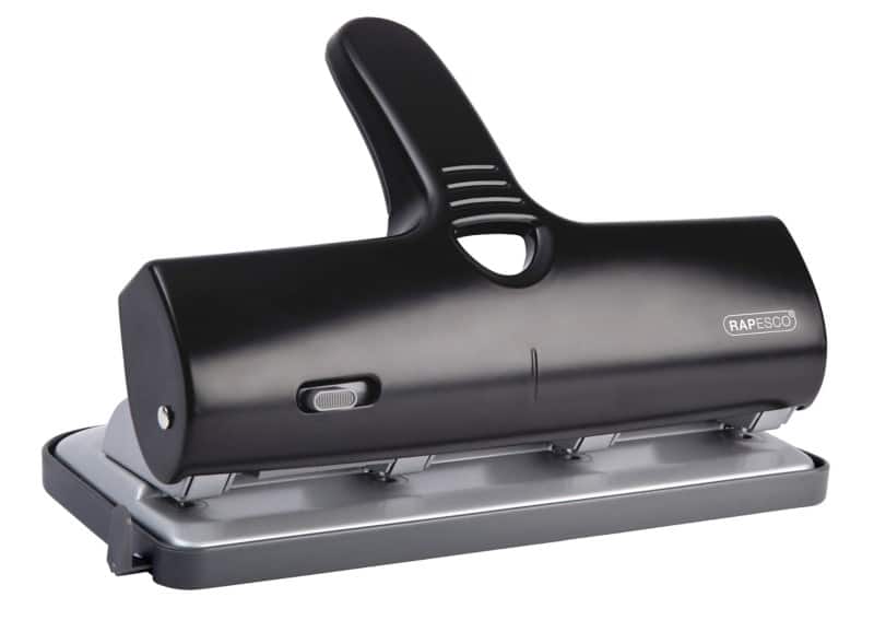 Rapesco 4 Holes Hole Punch Aluminium 40 Sheets ALU 40 Black, Silver
