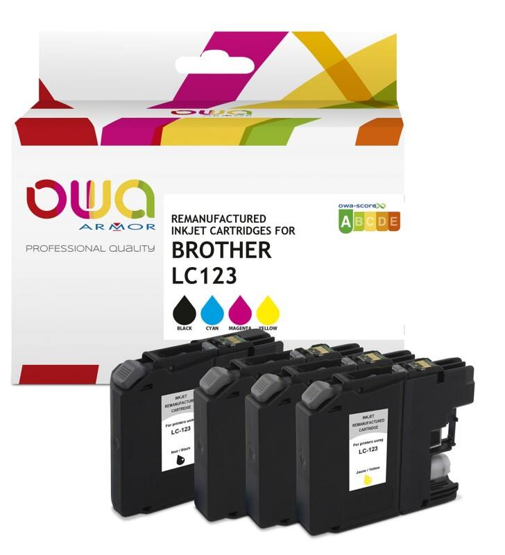 OWA LC123 Compatible Brother Ink Cartridge K10344OW Black, Cyan, Magenta, Yellow Pack of 4