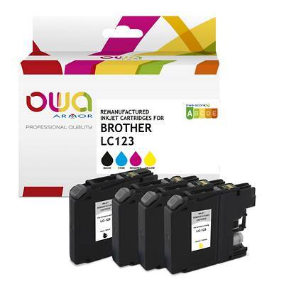 OWA LC123 Compatible Brother Ink Cartridge K10344OW Black, Cyan, Magenta, Yellow Pack of 4