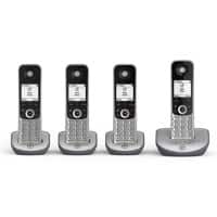 BT Digital Cordless Phone with Answer Machine Silver Pack of 4