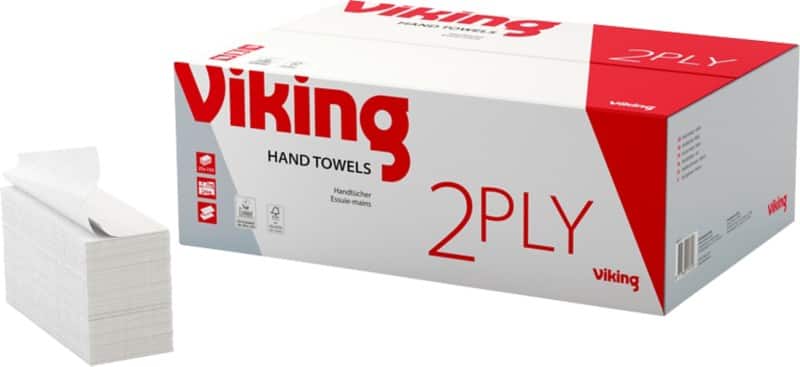 Viking Hand Towel Z-fold White 2 Ply 1185071 150 Sheets Pack of 25