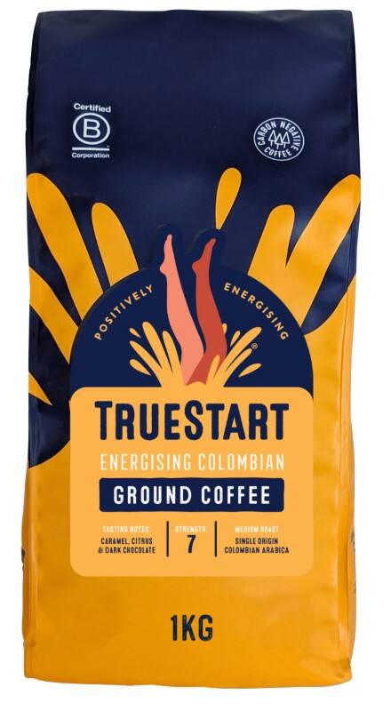 TrueStart Ground Coffee Rich & Smooth Energising Colombian Medium Arabica 1 kg