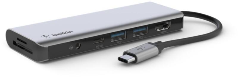 Belkin Multiport Adaptor AVC009btSGY USB 3.2 Gen 1 (3.1 Gen 1) Type-C Silver
