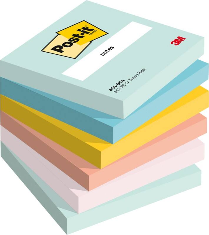 Post-it Sticky Notes 76 x 76 mm 654MTDR Assorted 6 Pads of 100 Sheets