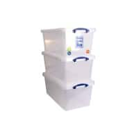 Really Useful Box Storage Box 82 L Transparent PP (Polypropylene) 33.5 x 82 x 44 cm Pack of 3