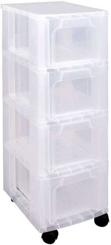Really Useful Box Slimline PP (Polypropylene) Storage Box 4 x 6 L Transparent 24 x 30 x 74 cm