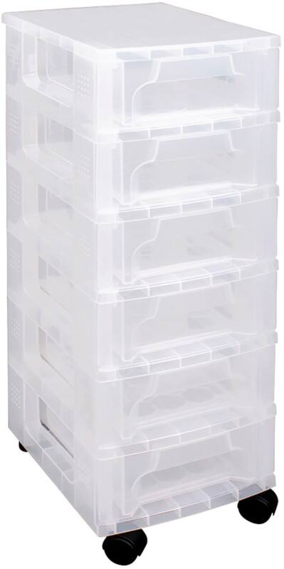Really Useful Box Slimline PP (Polypropylene) Storage Box 6 x 3.5 L Transparent 24 x 30 x 66 cm