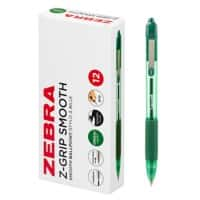 Zebra Z-Grip Smooth 22564 Ballpoint Pen Green Medium 0.4 mm Non Refillable Pack of 12