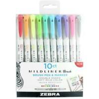 Zebra Brush Pen Assorted Pack of 10