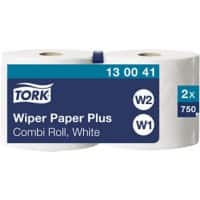 Tork Wiping Paper W1, W2 2 Ply Rolled White 2 Rolls of 750 Sheets