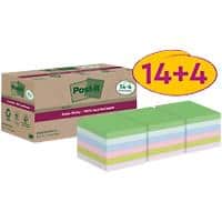 Post-it Super Sticky Recycled Notes 76 x 76 mm Assorted 70 Sheets Value Pack 14 + 4 Free