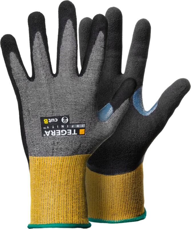 TEGERA Infinity Handling Gloves Nitrile Foam Size 11 Grey, Yellow 6 Pairs