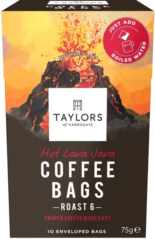 Taylors of Harrogate Coffee Bags Ground Black Pepper, Smoke Extra Dark Arabica, Robusta Pack of 10