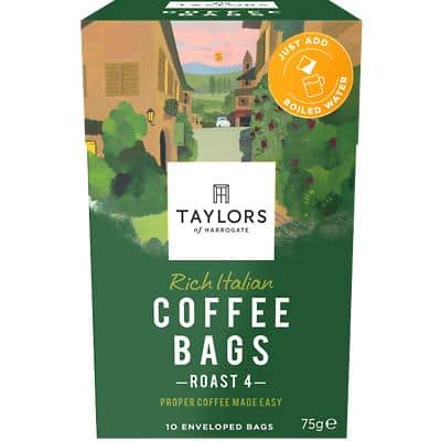 Taylors of Harrogate Coffee Bags Ground Almond, Dark Chocolate Arabica Pack of 10