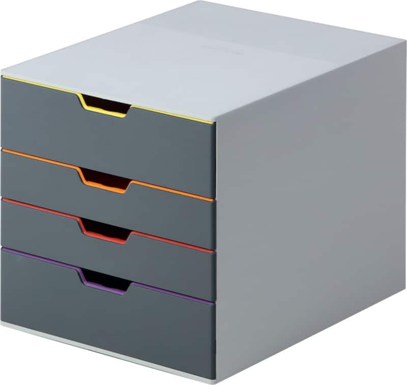 DURABLE VARICOLOR Drawer Unit Plastic Grey 4 Drawers 28 x 35.6 x 29.2 cm A4