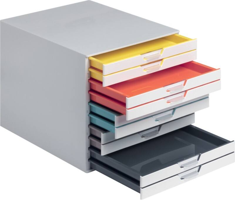 DURABLE VARICOLOR Drawer Unit Plastic White 10 Drawers 28 x 35.6 x 29.2 cm A4