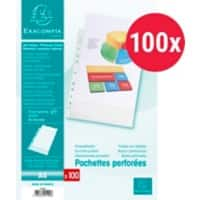 Exacompta Punched Pockets A4 Transparent 50 Microns PP (Polypropylene) Top Opening 5100E Pack of 100