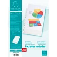 Exacompta Punched Pockets A4 Transparent 50 Microns PP (Polypropylene) Top Opening 5100E Pack of 100